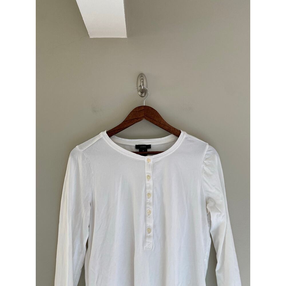 J. CREW White Henley Long Sleeve Top in Dreamy Cotton Size Women's Medium - Picture 4 of 10